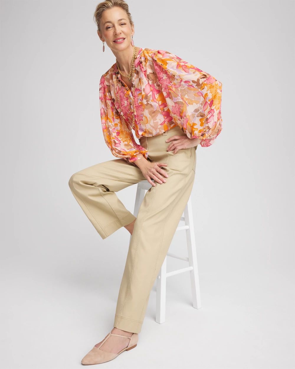 【BAON】Lanconi Cut Line Pin Tuck Peach Fuzz Cotton Wide PT LBO Pull-on Wideleg Crop patch pocket (Stretch Poplin